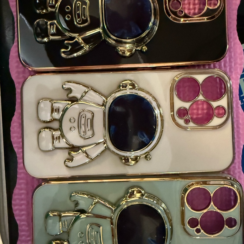 Astronaut Phone Case Trio with Gold Accents iPhone 13 Pro